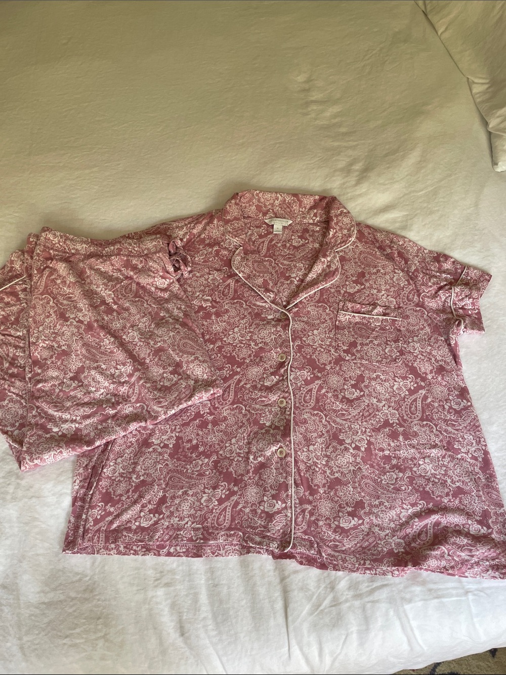 Charter Club Pink Paisley Short Sleeve Pajama Set